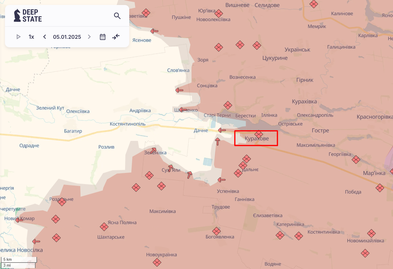 Курахове. Росіяни штурмують у міській забудові та навкруги – деталі і мапа